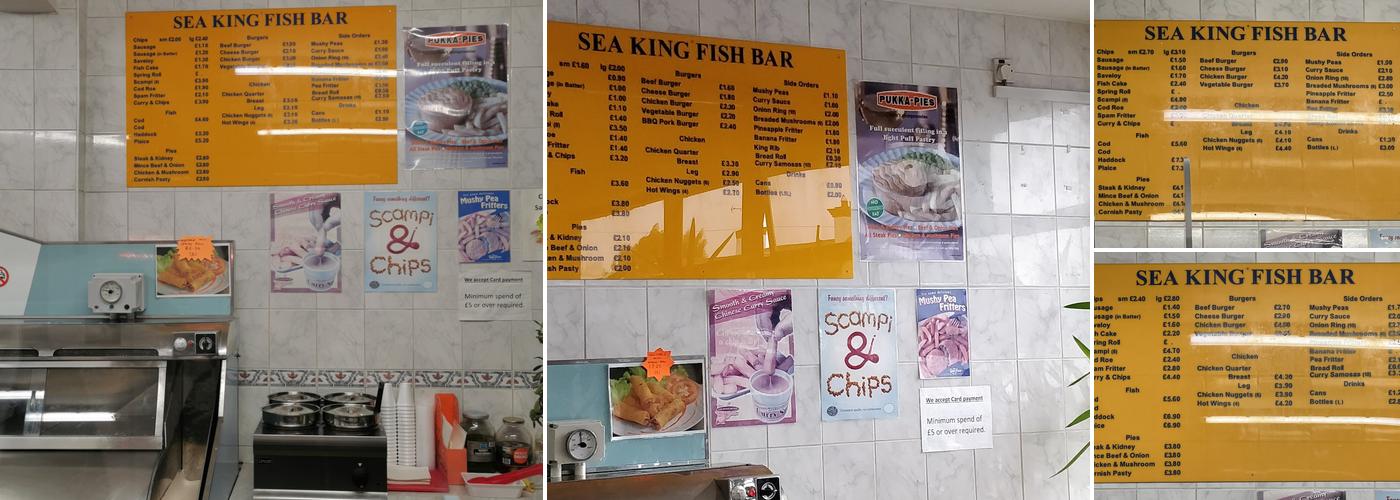 Sea King Fish Bar Menu