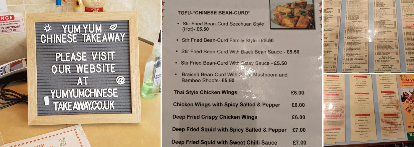 Yum Yum Chinese Takeaway Menu
