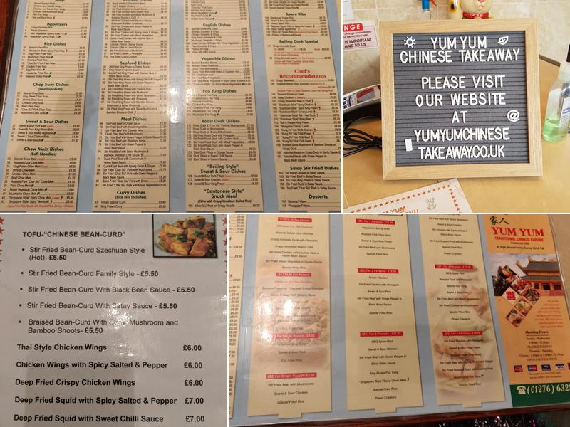 Yum Yum Chinese Takeaway Menu