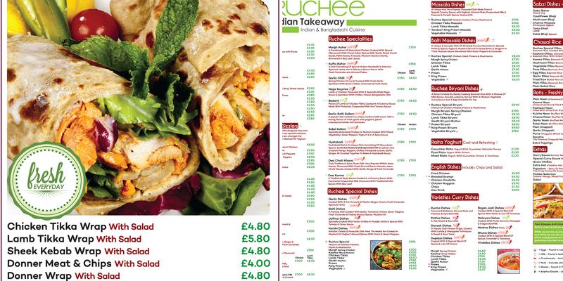 Ruchee Indian Takeaway Menu