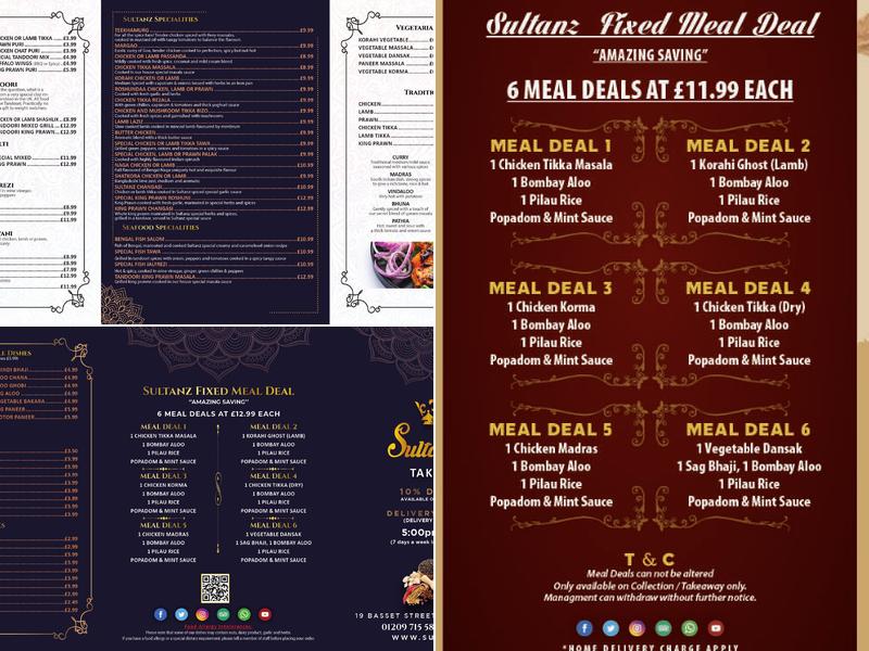 Sultanz Indian Restaurant Menu