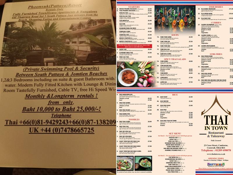 Thai in Town - Restaurant & Takeaway Menu