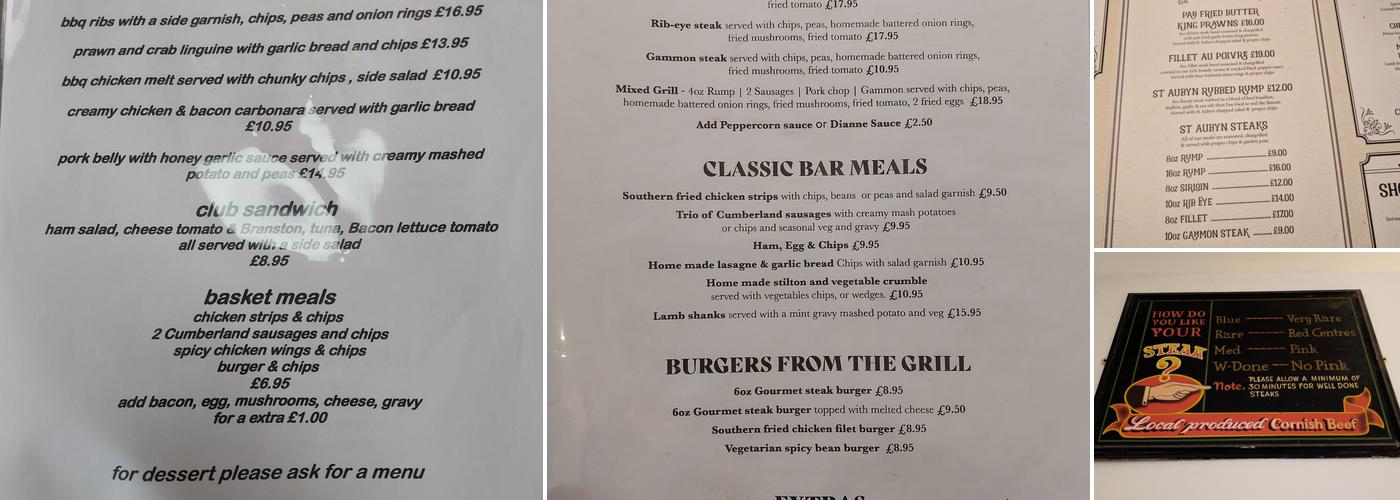 St Aubyn Arms Menu