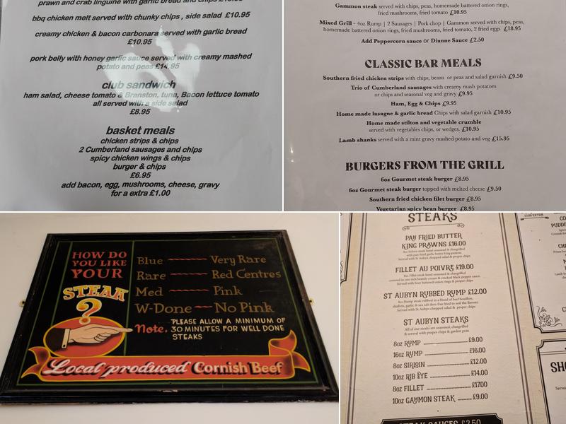 St Aubyn Arms Menu