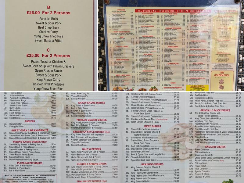 Golden Pool Menu