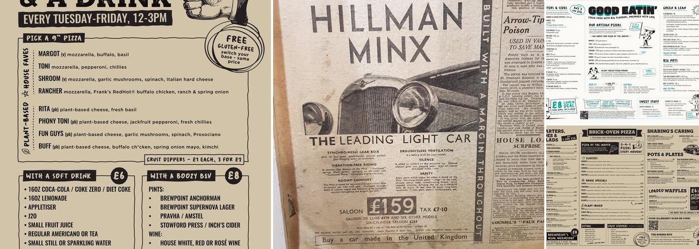 Carpenters Arms, Cambridge Menu