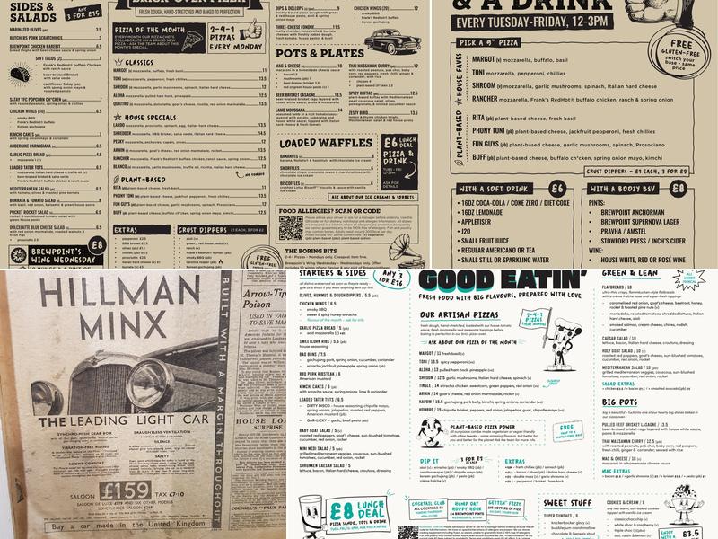 Carpenters Arms, Cambridge Menu