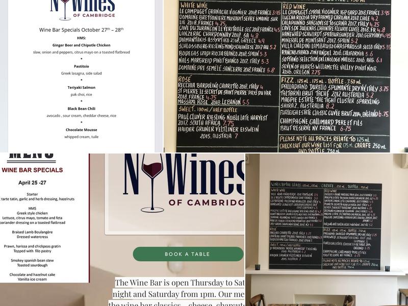 NYWines of Cambridge Wine Bar Menu