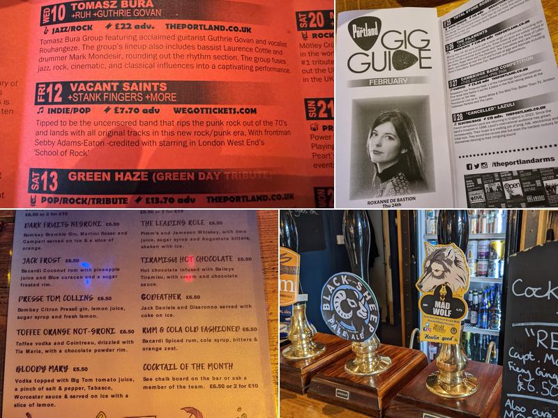 The Portland Arms Menu