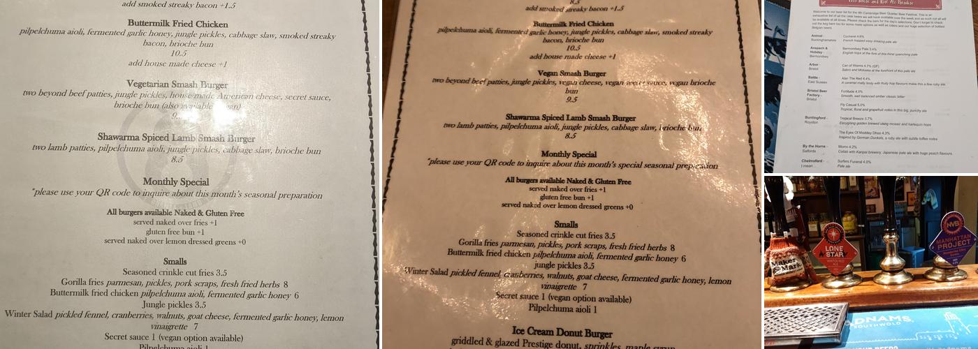 The Cambridge Blue Menu