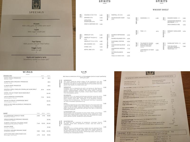 The Petersfield Menu