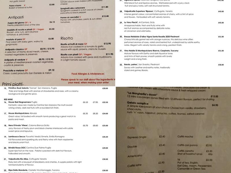 La Margherita Menu