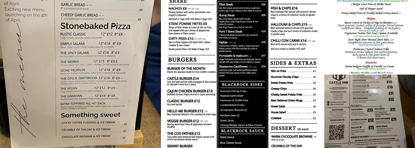 The Castle Inn Menu