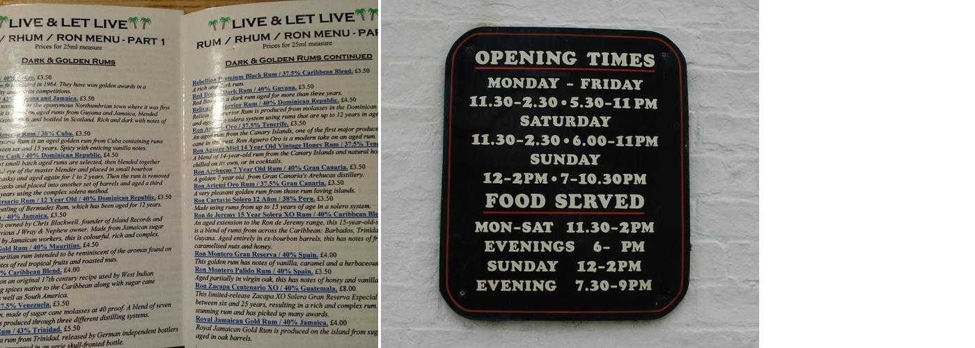 The Live and Let Live Menu