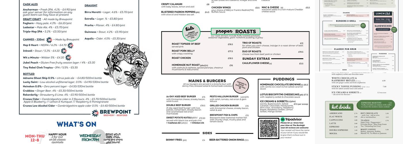 The Burleigh Arms Menu