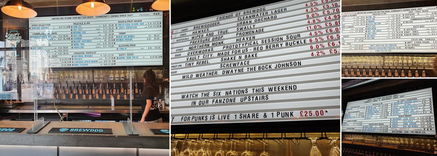 BrewDog Cambridge Menu