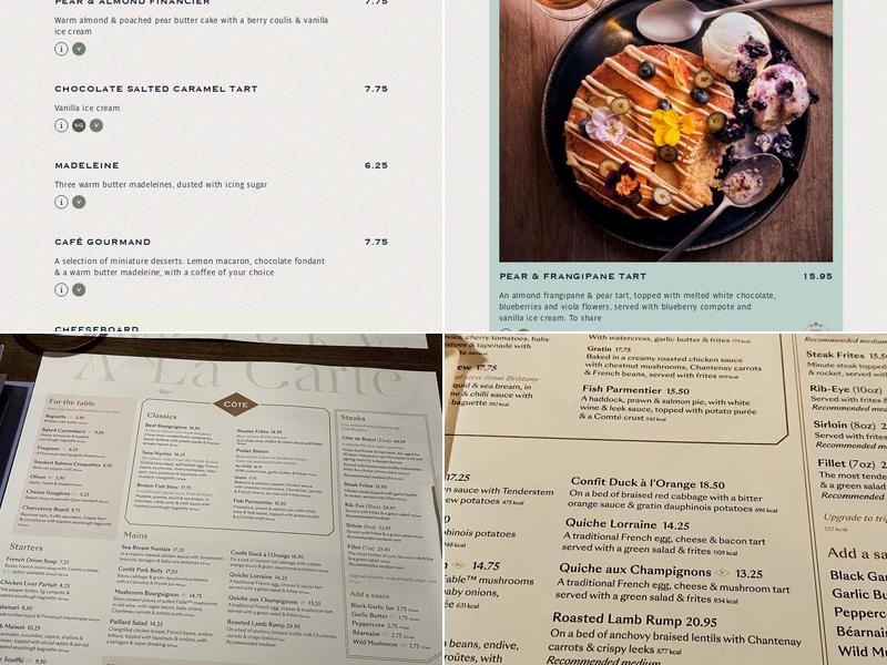 Côte Cambridge Menu