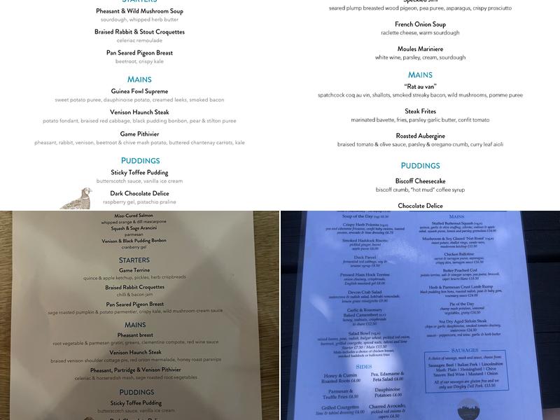 The Tickell Arms Menu