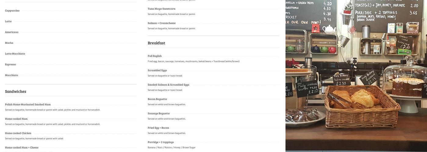 Coffee Tree Cambridge Menu