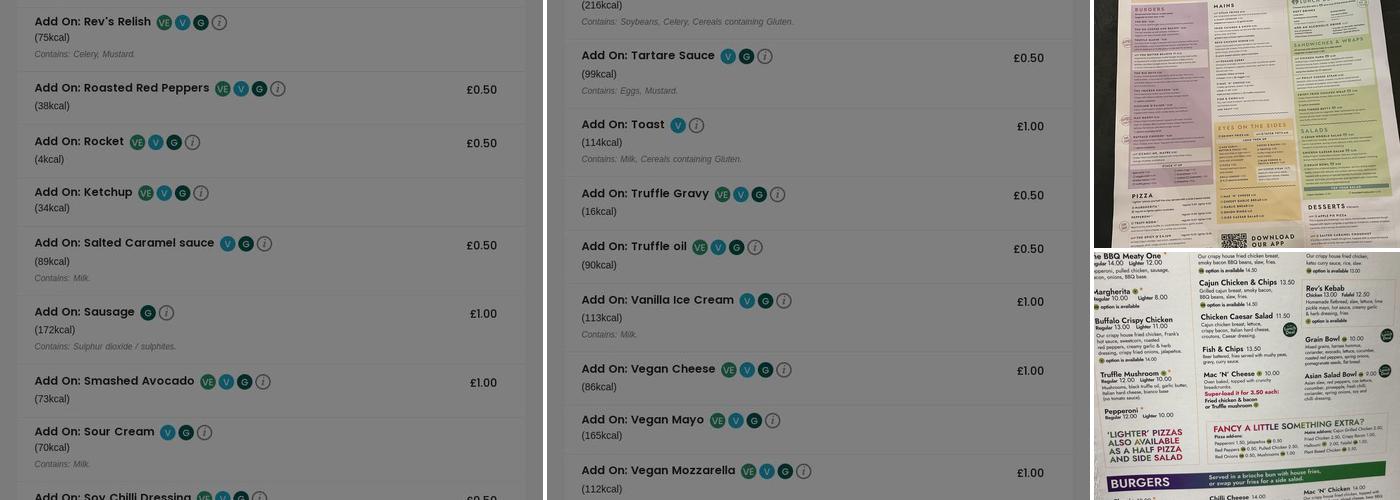 Revolution Cambridge Menu