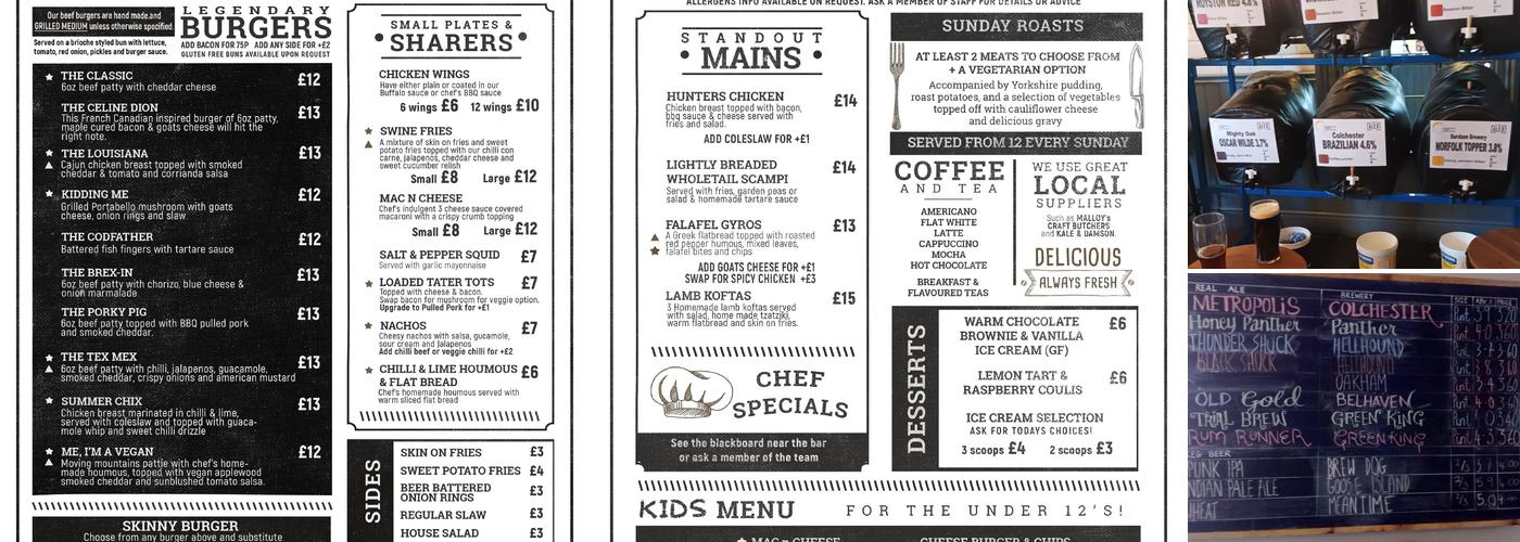 The Alexandra Arms Menu