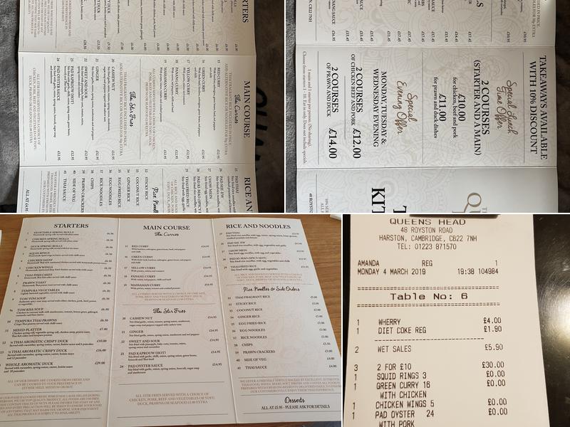 The Queens Head Menu