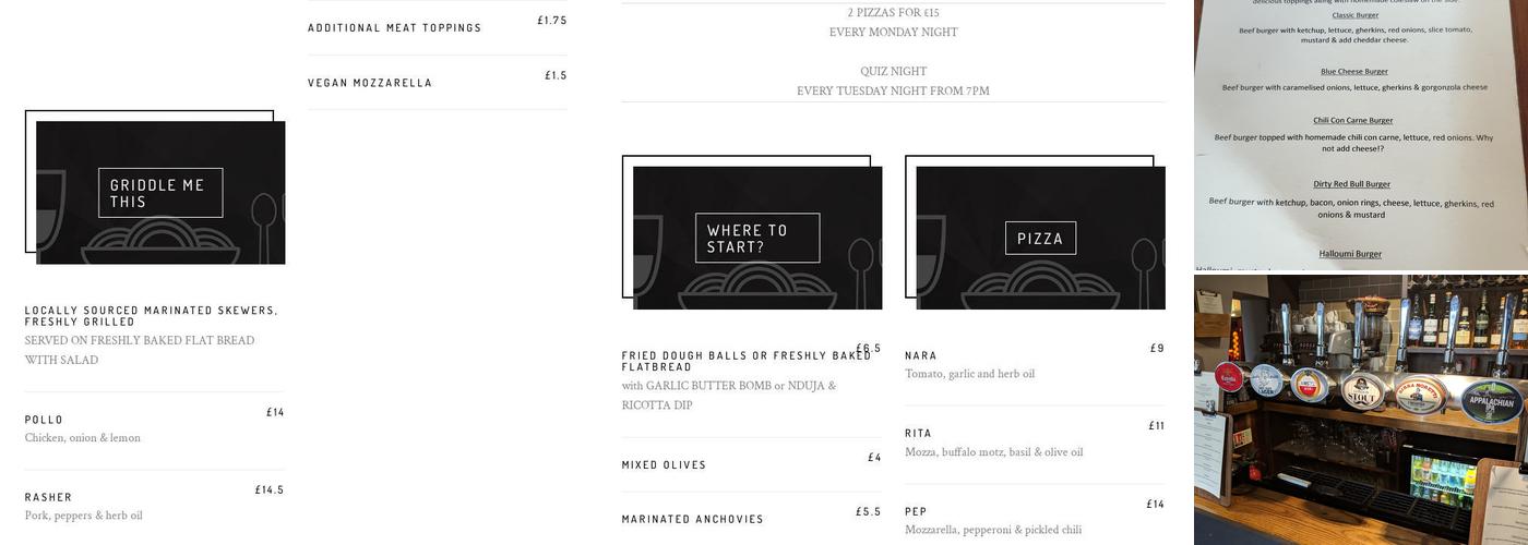 The Red Bull Newnham Menu