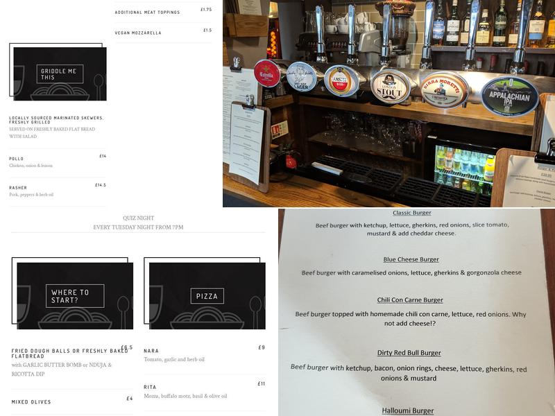 The Red Bull Newnham Menu