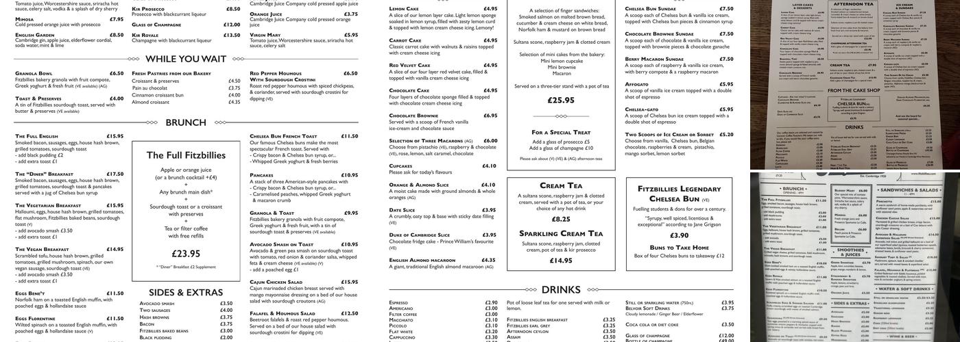 Fitzbillies Menu