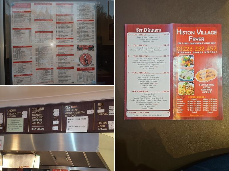 Histon Village Fryer Menu
