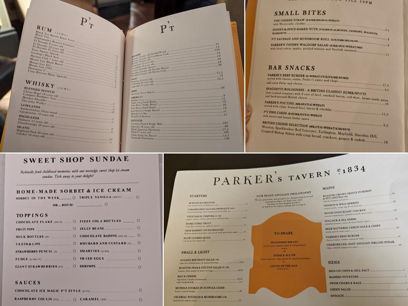 Parker's Tavern Menu