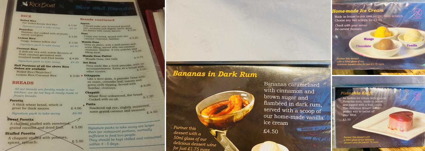 Rice Boat Cambridge Menu