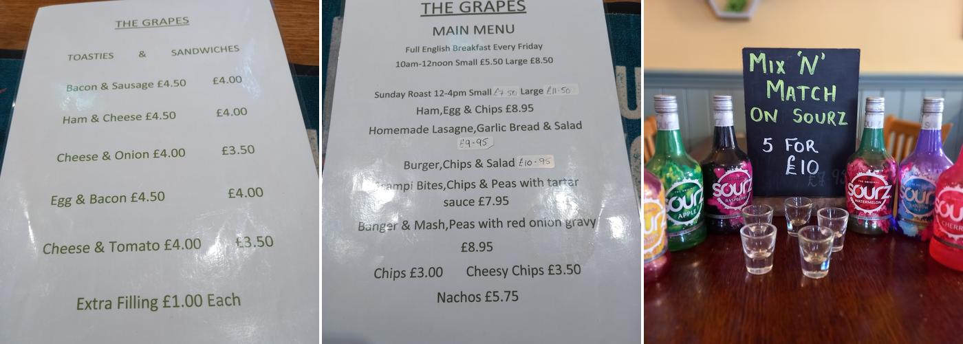 The Grapes Menu