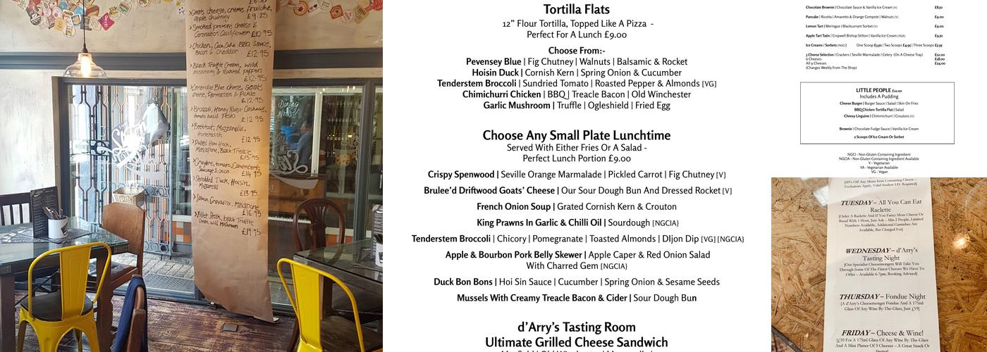 d'Arry's Wine Bar & Liquor Loft Menu