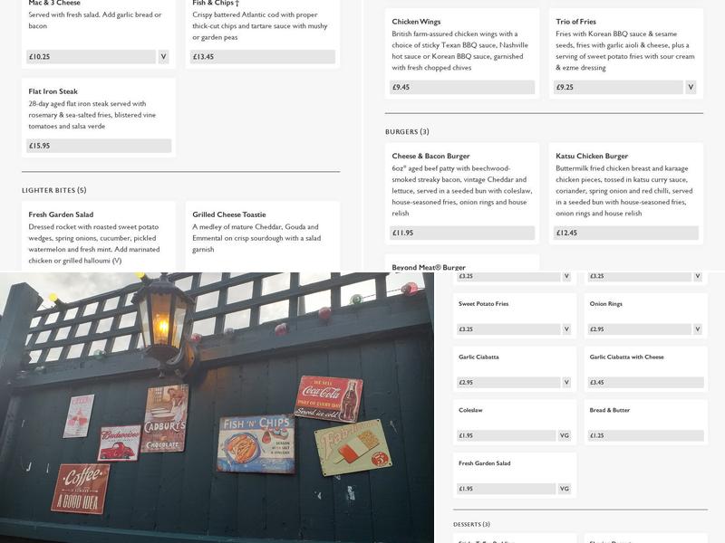 Duke of Cambridge Menu