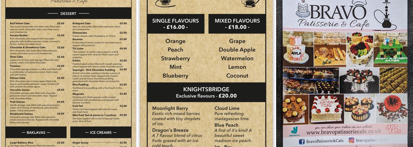 Bravo Patisserie & Cafe Menu