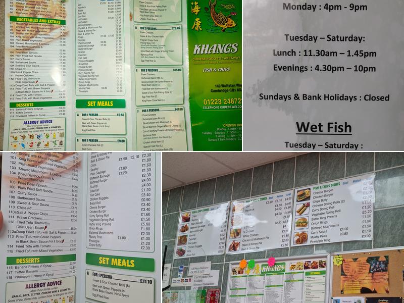 Khang's Fish & Chips Menu