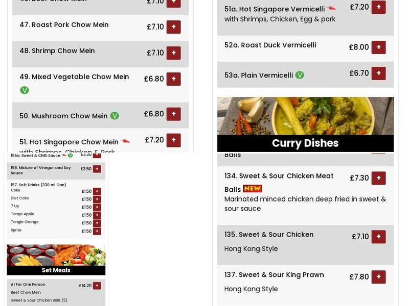 Golden Crown Chinese takeaway Menu