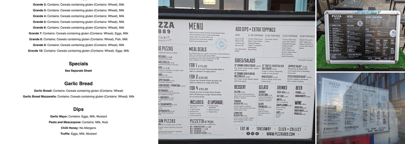 Pizza1889 Menu