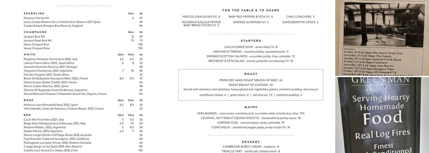 VERA The Green Man Menu