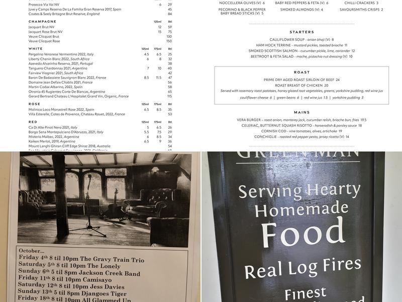 VERA The Green Man Menu