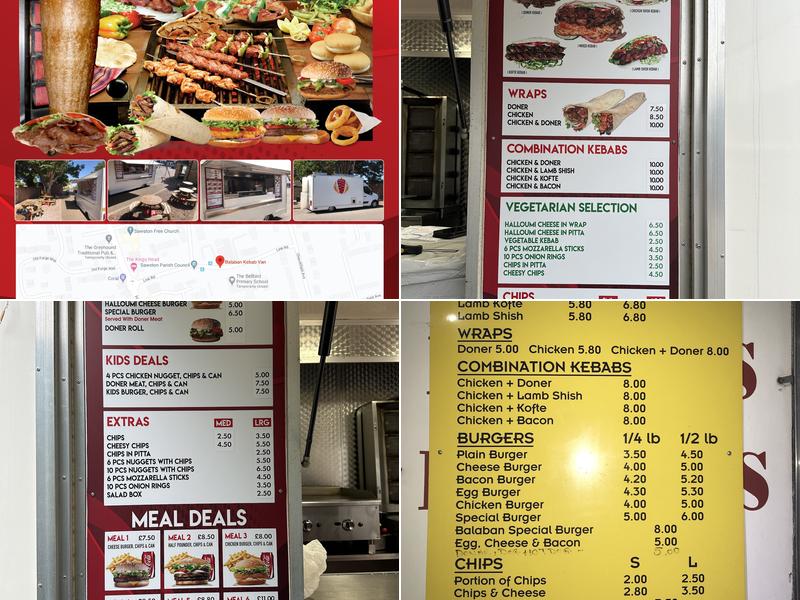 Balaban Kebab Van Menu
