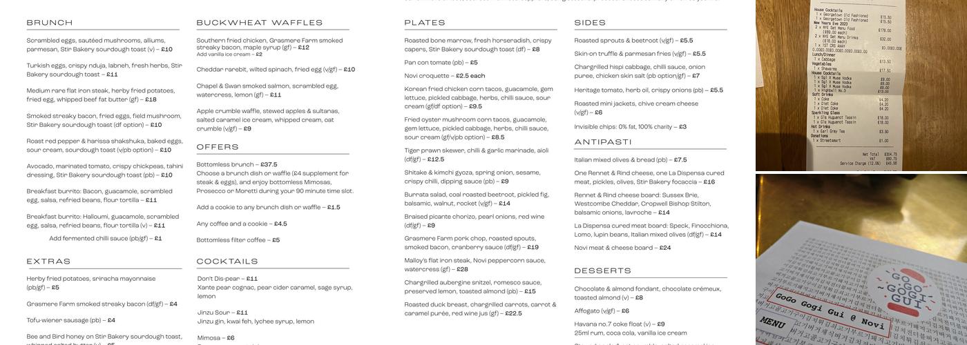 Novi Kitchen + Bar Menu