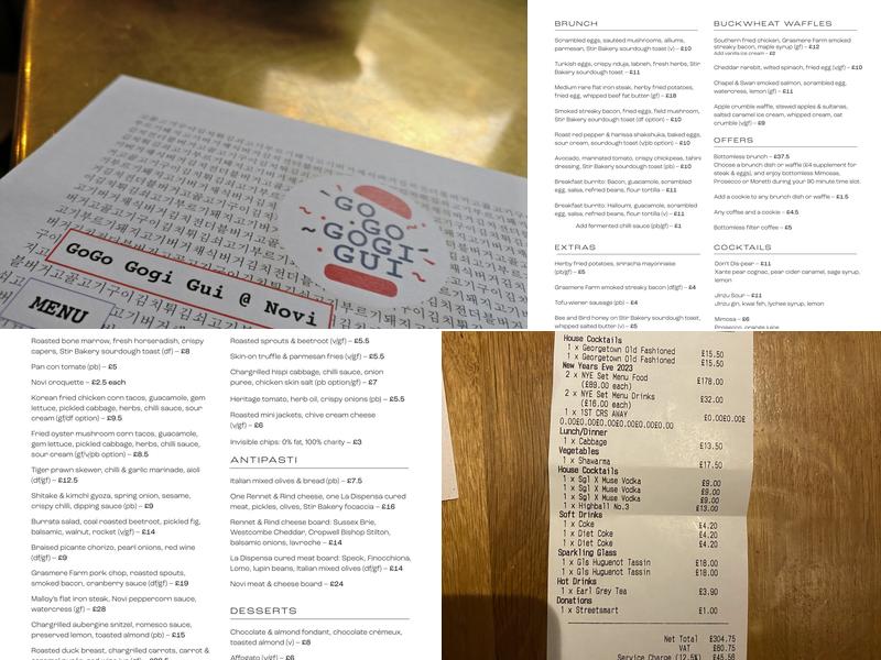 Novi Kitchen + Bar Menu