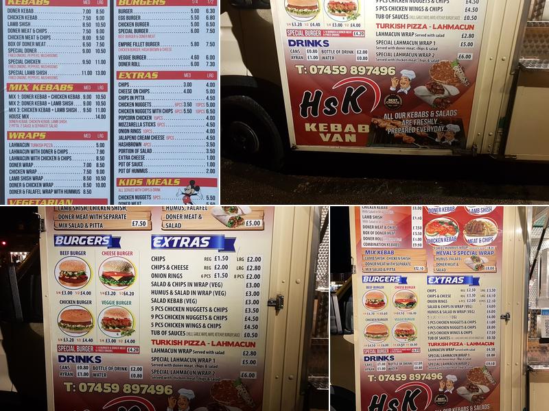 HsK Kebab Van Menu