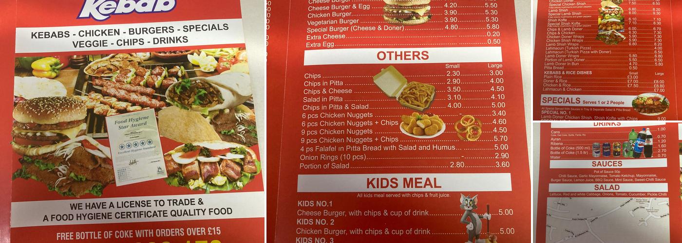 The Best Diamond Kebab Van - Cambridge Menu
