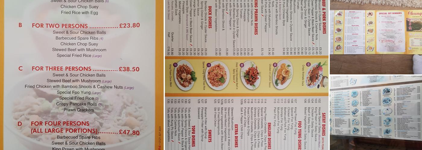 Chung Hwa Menu