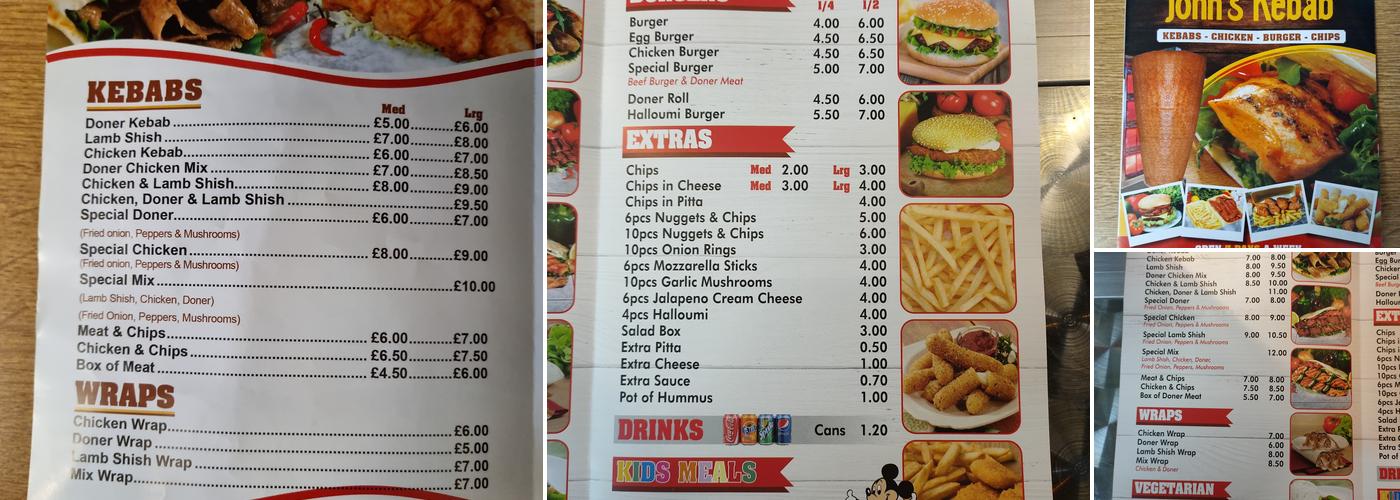 John’s Kebab Menu