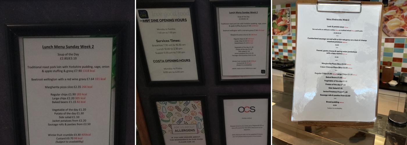 Royal Papworth Restaurant Menu