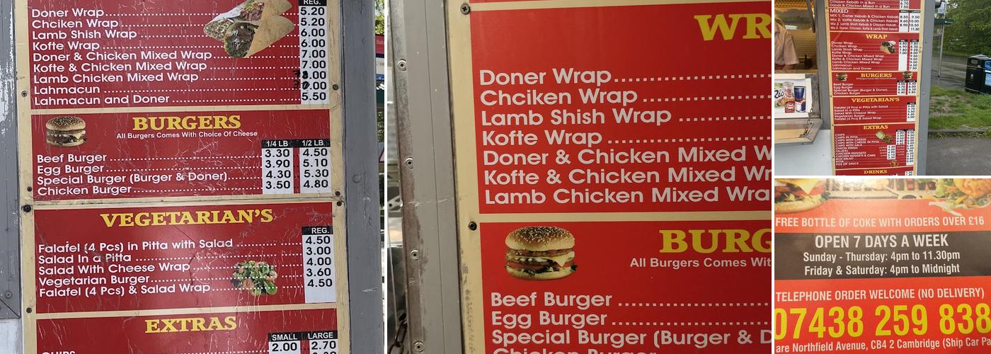 Arbury Kebab Menu